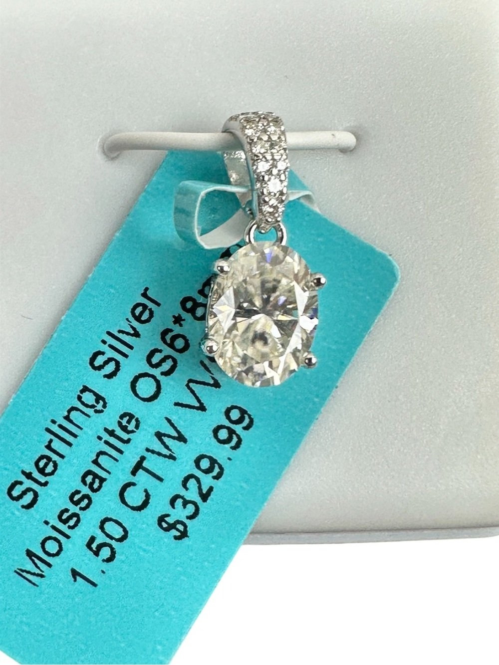 Sterling Silver Moissanite Oval Pendant NWT